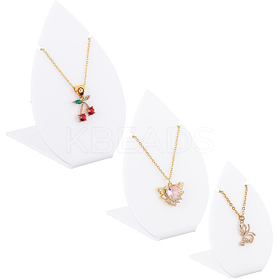3Pcs 3 Sizes Opaque Acrylic Slant Back Necklace Display Stands NDIS-WH0012-13-1
