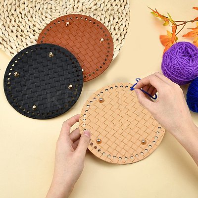 3Pcs 3 Colors Leather Flat Round Bottom FIND-WR0003-78-1