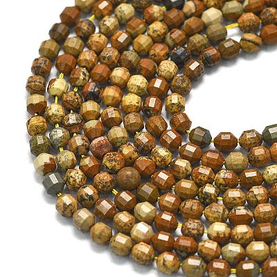Natural Picture Jasper Beads Strands G-A260-A47-01-1