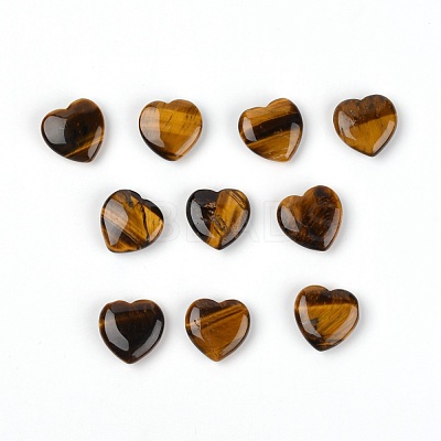 Natural Tiger Eye Heart Palm Stone G-WH0008-11-1