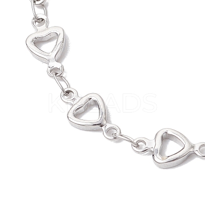 304 Stainless Steel Hollow Heart Link Chain Bracelet Makings for Women AJEW-JB01340-02-1