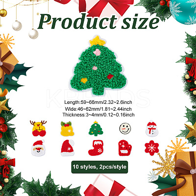 20Pcs 10 Style Christmas Theme Towel Embroidery Cloth Sew on Patches PATC-FG0001-45-1