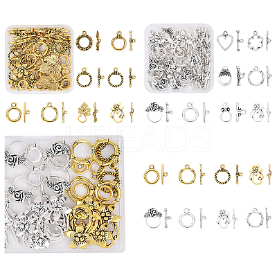 40 Sets 8 Styles Tibetan Style Alloy Toggle Clasps TIBE-YW0001-69C-1
