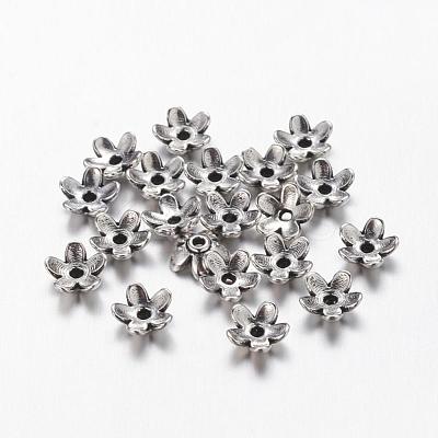 Tibetan Style  Zinc Alloy Bead Caps X-TIBEB-6.5x3-AS-FF-1
