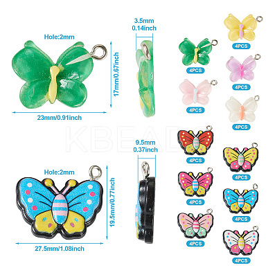 44pcs 11 styles Opaque & Transparent Resin Pendants RESI-TA0001-82-1