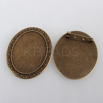 Vintage Alloy Brooch Cabochon Bezel Settings PALLOY-N0085-22AB-NF-1