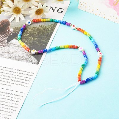 Glass Seed Beads Beaded Mobile Straps HJEW-JM00517-1