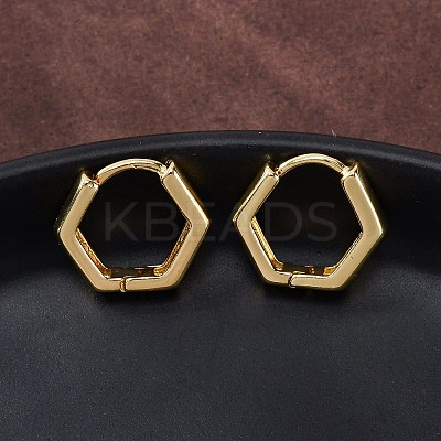 Brass Hexagon Hinged Hoop Earrings for Women EJEW-P206-11G-1