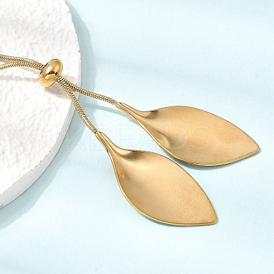Adjustable 304 Stainless Steel Leaf Pendant Lariat Necklaces for Women SA-CBAB727-03G-1