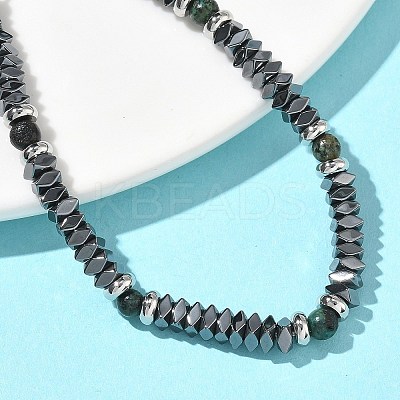 Natural African Turquoise(Jasper) & Non-magnetic Synthetic Hematite Beaded Bracelets for Women BJEW-Z148-03P-05-1