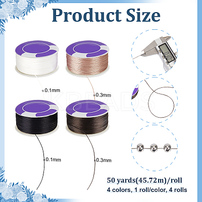 4 Rolls 4 Styles Nylon Thread NWIR-PH0002-50-1