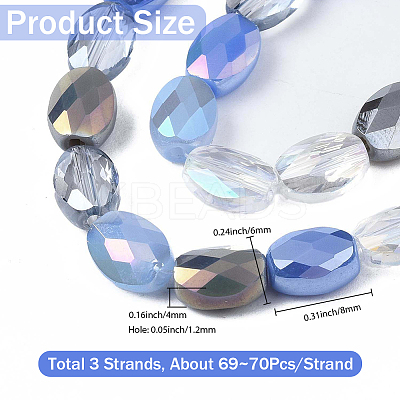 3 Strands Electroplate Glass Beads Strands EGLA-PA0001-25B-1