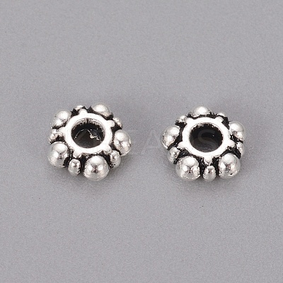 Antique Silver Alloy Rondelle Spacers Beads X-AA116-1