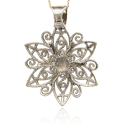 Tibetan Style Alloy Flower Large Pendants TIBEP-M001-14-1