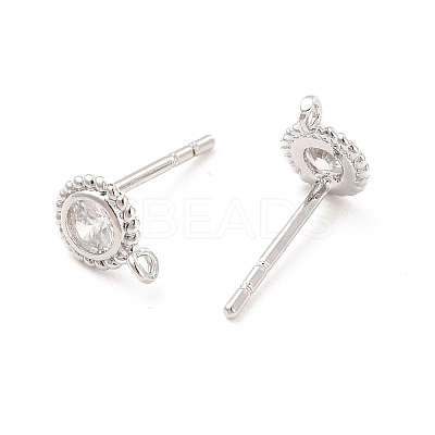 Brass Micro Pave Cubic Zirconia Stud Earring Findings LS-ZIRC-P105-01P-1
