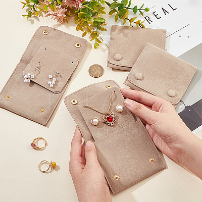 Lint Cloth Jewelry Gift Pouches with Snap Fastener ABAG-WH0045-08A-1
