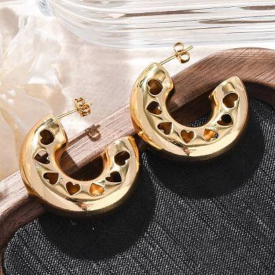 C-Shaped 304 Stainless Steel Stud Earrings for Women EJEW-A125-01G-1