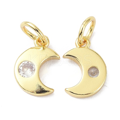 Brass Cubic Zirconia Charms ZIRC-C022-20G-1