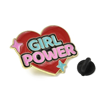 Word Girl Power Alloy Enamel Pins for Clothes for Women JEWB-F043-01D-1