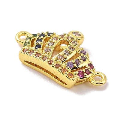 Real 18K Gold Plated Brass Micro Pave Cubic Zirconia Connector Charms KK-L209-045G-01-1