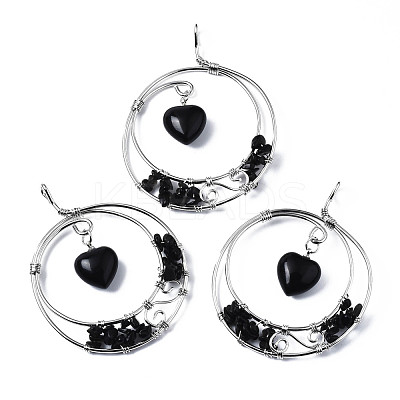 Natural Obsidian Big Pendants G-Q997-001B-1