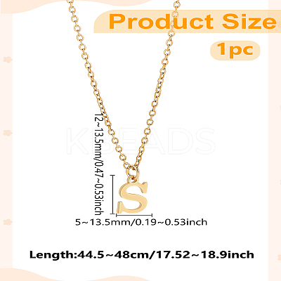 304 Stainless Steel Letter Pendant Necklaces NJEW-LP0001-53S-G-1
