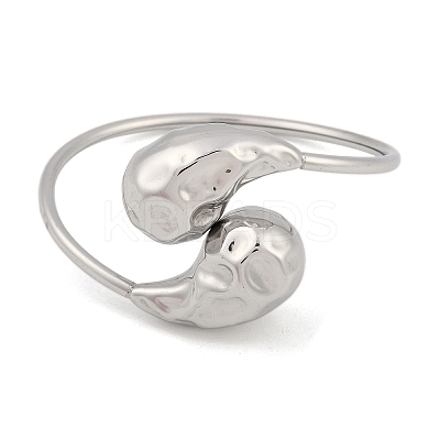 Non-Tarnish 304 Stainless Steel Textured Teardrop Bangles BJEW-M042-03P-1