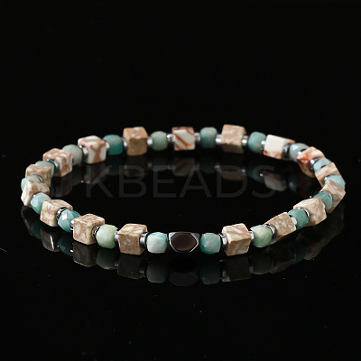 Natural Mixed Gemstone Beads Stretch Bracelets for Men RE8407-1