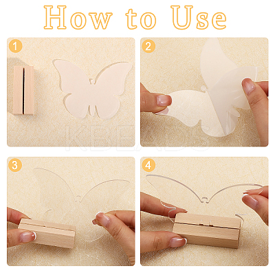 Transparent Acrylic Place Card & Wood Card Holder Set ODIS-WH0038-60-1