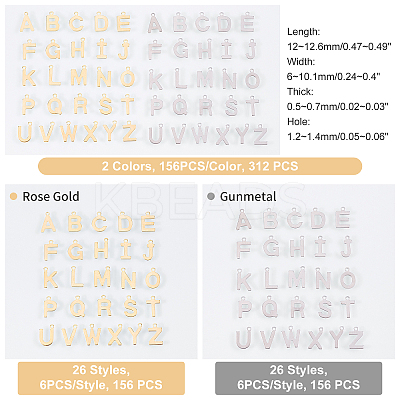 312Pcs 52 Style 201 Stainless Steel Charms STAS-DC0002-16-1