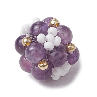 Natural Amethyst & Glass Seed Cluster Beads PALLOY-MZ00591-03-1