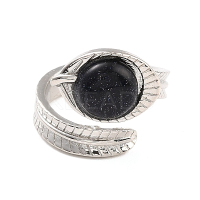 Oval Natural & Synthetic Mixed Stone Cuff Ring RJEW-I079-01-1