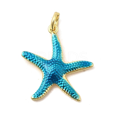 Brass Enamel Sea Animals Pendants KK-I378-15G-A-1