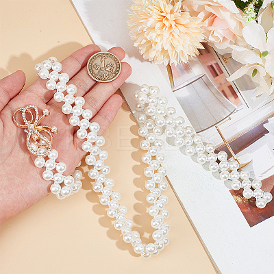 1Pc Acrylic Pearl Braided Stretch Chain Belts AJEW-CP0008-12B-1