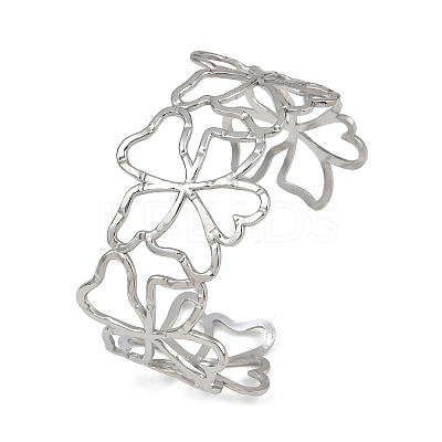 Hollow 304 Stainless Steel Cuff Bangles for Women LS-BJEW-L709-03P-1