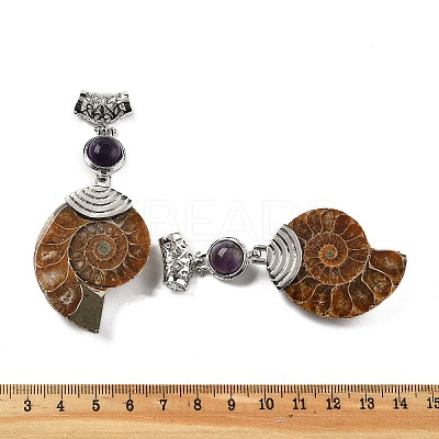 Natural Amethyst Fossil Snail Pendants G-F062-16-1