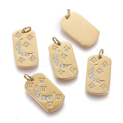 316 Surgical Stainless Steel Micro Pave Clear Cubic Zirconia Pendants X-STAS-I164-034G-1