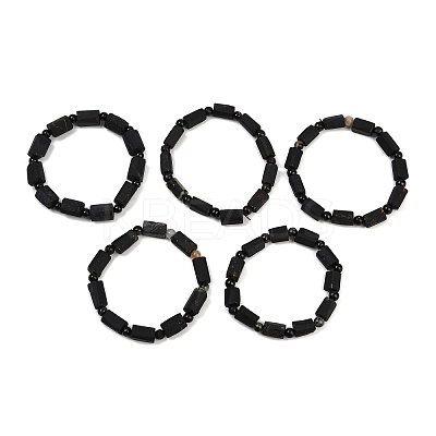 Natural Black Tourmaline Beaded Bracelets BJEW-Z139-01-1