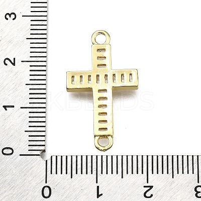Brass Micro Pave Clear Cubic Zirconia Religion Cross Connector Charms KK-Z100-22G-04-1