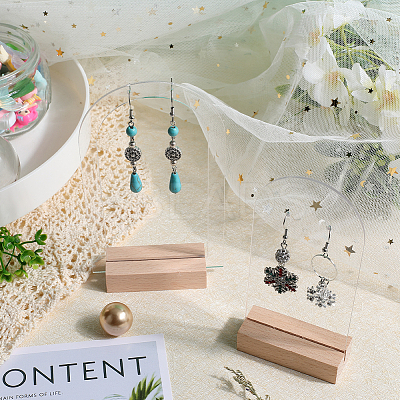 1 Set Transparent Acrylic Single Pair Earring Display Stands Set EDIS-SC0001-04-1