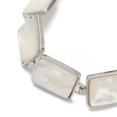 Natural White Shell Link Chain Bracelets BJEW-E077-02P-04-1