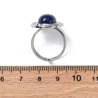 Oval Natural Lapis Lazuli Finger Rings RJEW-M063-01P-14-1