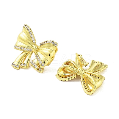 Rack Plating Brass Micro Pave Cubic Zirconia Stud Earrings for Women EJEW-A038-02G-1