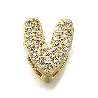 Brass Micro Pave Cubic Zirconia Letter Multi-Strand Links KK-D295-32G-22-1