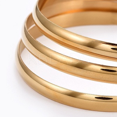 Fashion 201 Stainless Steel Bangle Sets BJEW-L664-024A-G-1-1