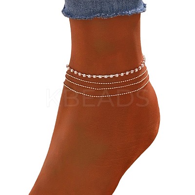 Iron Rhinestone Multi Layered Anklets for Women WG048A3-02-1