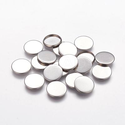 Tarnish Resistant Flat Round 304 Stainless Steel Plain Edge Bezel Cups STAS-S028-29-1