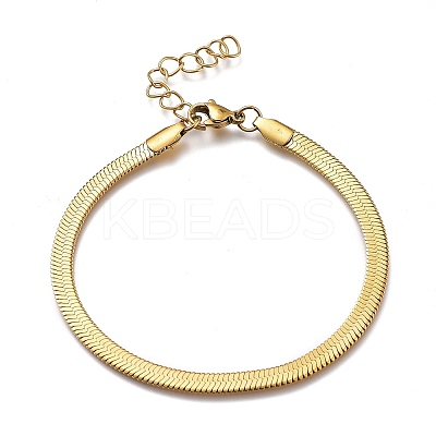 Ion Plating(IP) Unisex 304 Stainless Steel Herringbone Chain Bracelets BJEW-O177-01A-G-1