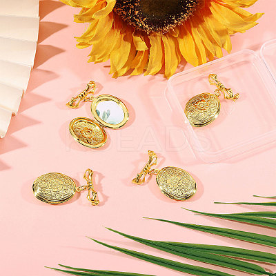 4Pcs Brass Locket Pendant Brooch for Wedding Photo JEWB-CA00012-1