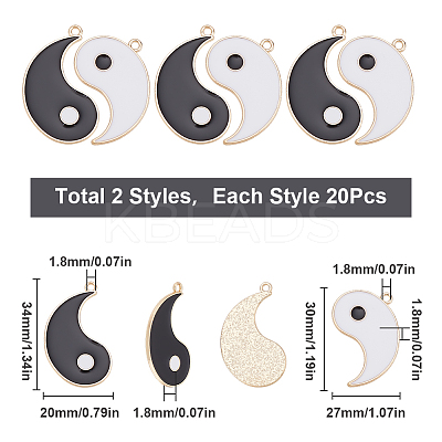40Pcs 2 Colors Alloy Enamel Pendants ENAM-SC0005-38-1